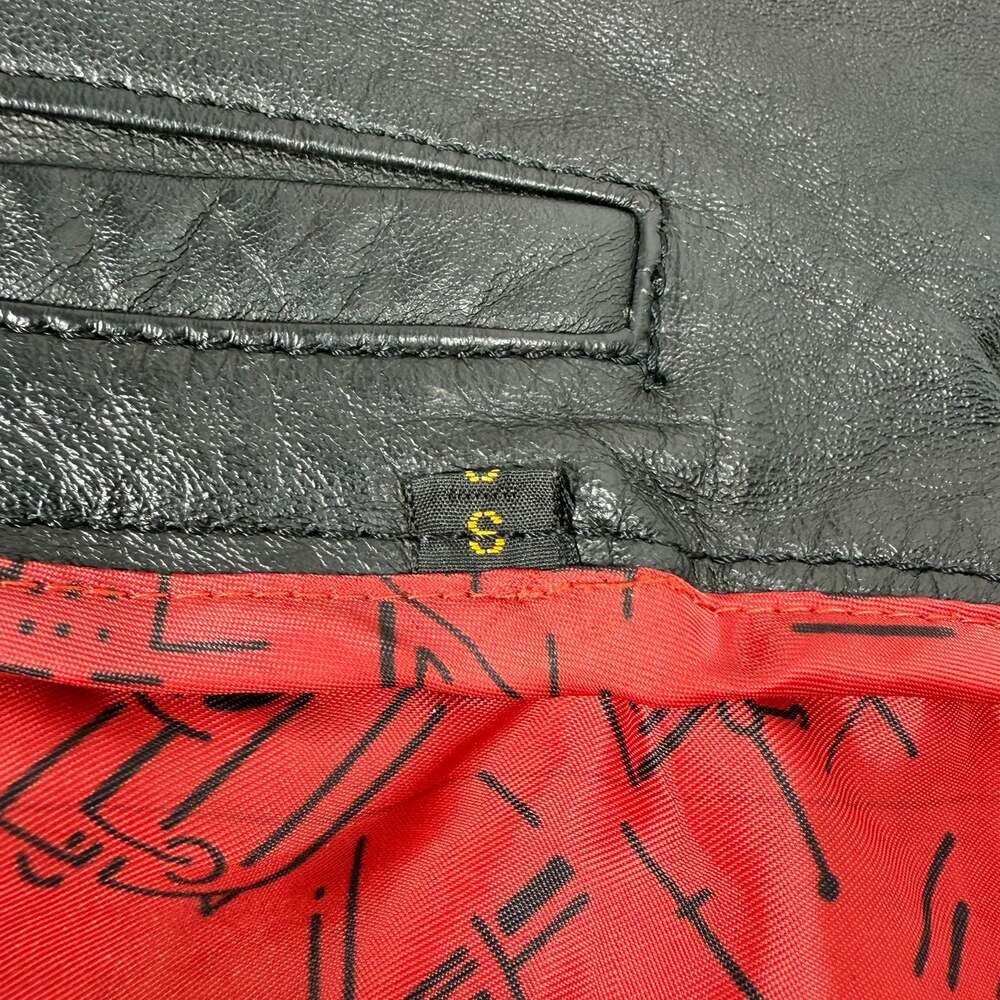 Vintage Black Leather Fringe Biker Jacket Size S - Picture 2 of 3